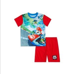 Boys Super Mario Kart T-Shirt & Shorts Pajama 2pc Set Size XS